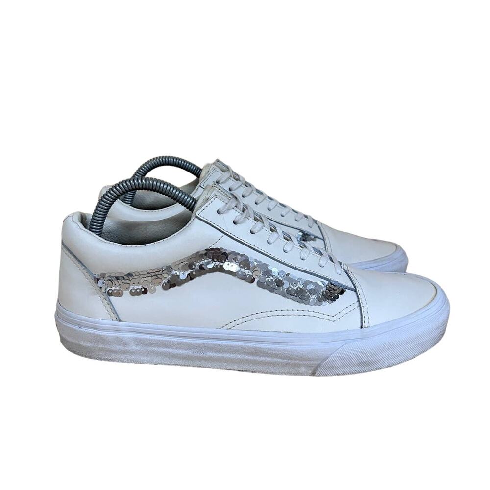 Vans Off The Wall - Old Skool Canvas - Sneakers - Cream/Silver - Women's - 10